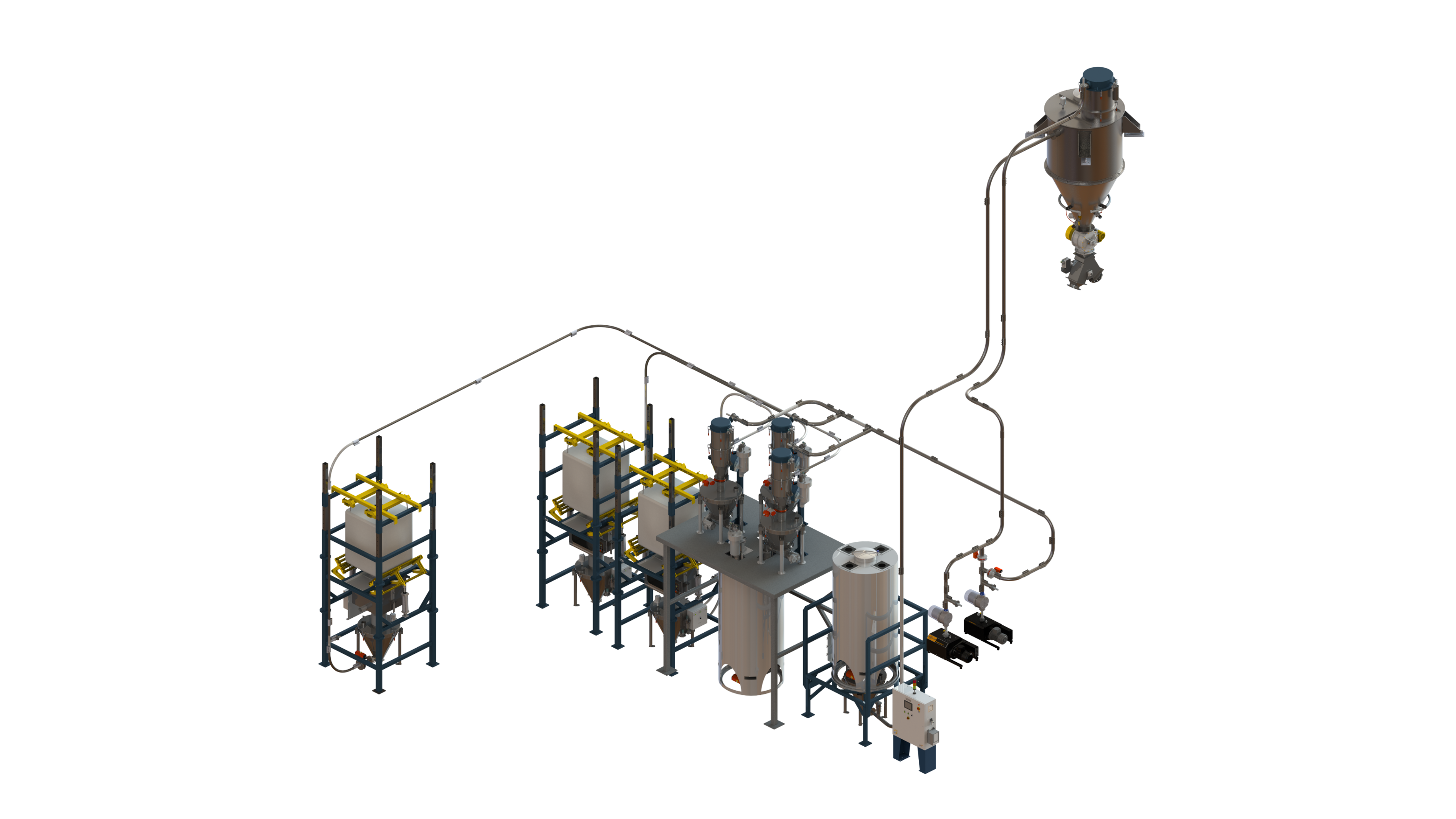 Vacuum dense phase conveying system